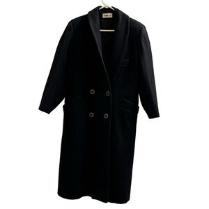 Herman Kay Vintage Wool Classic Black Double-Breasted Pea Coat
